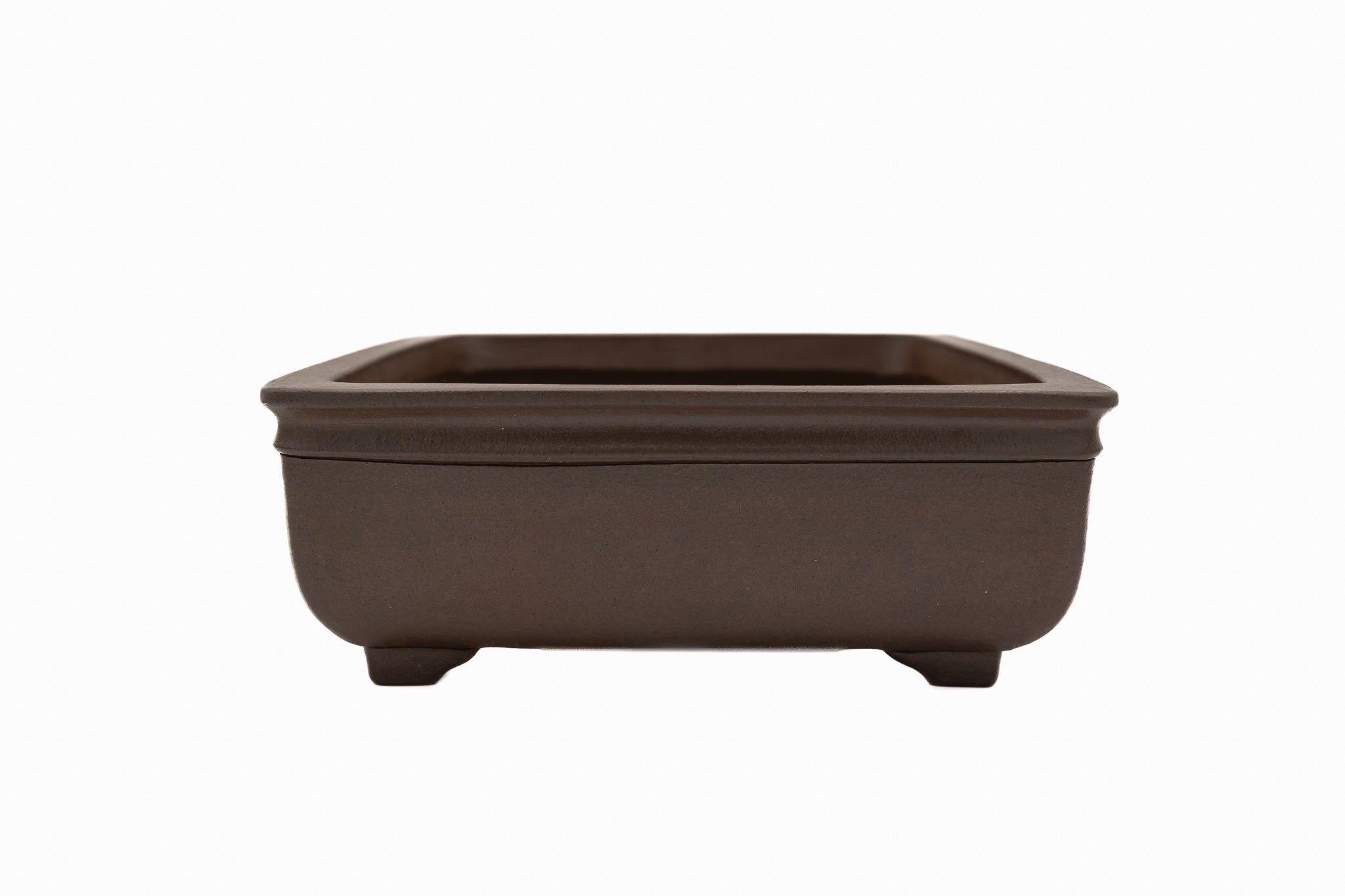 Grand pot à bonsaï rectangulaire non émaillé – Bord plat allongé, bordure inférieure décorative Grand pot à bonsaï rectangulaire non émaillé – Bord plat allongé, bordure inférieure décorative