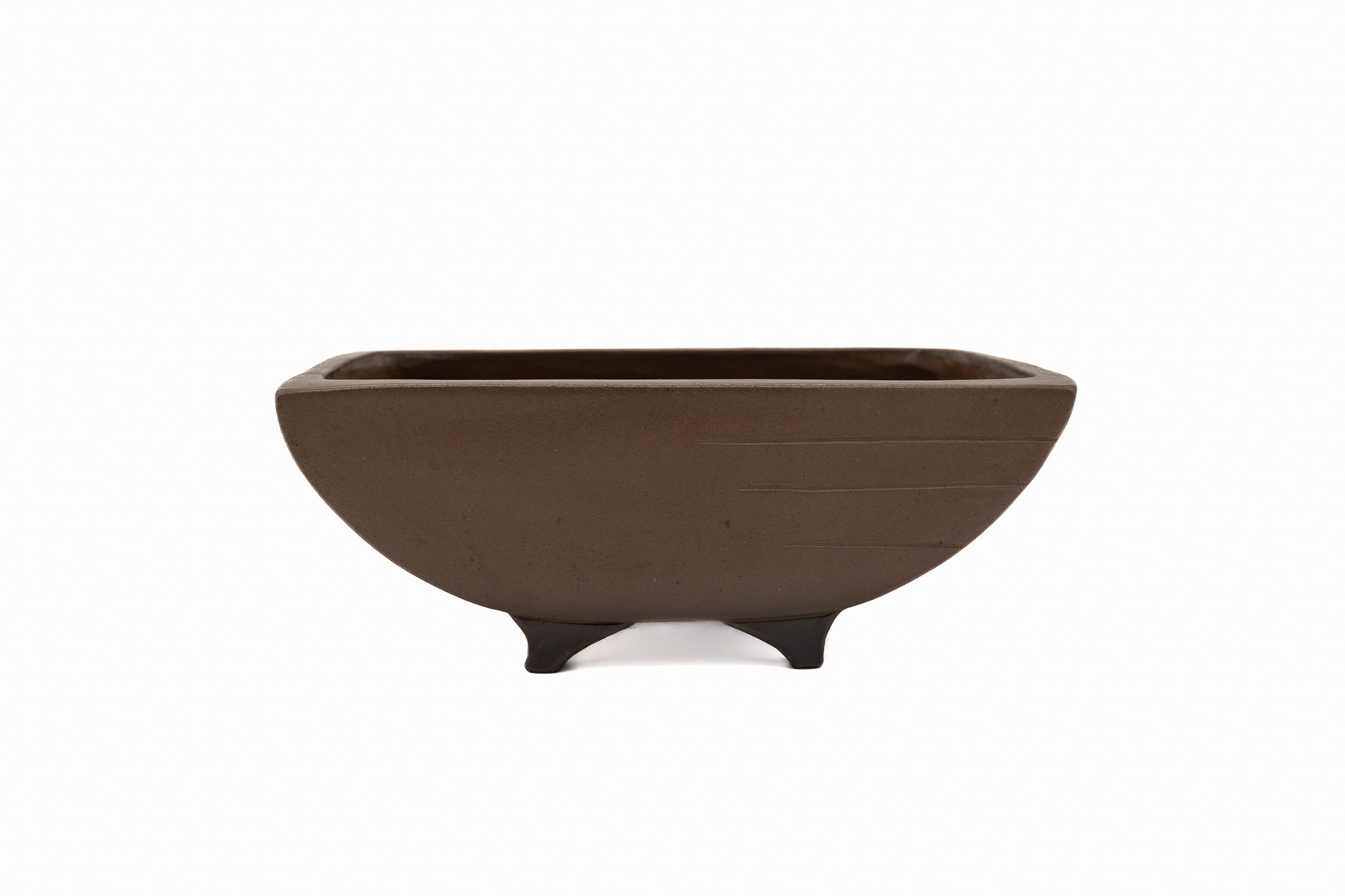 Pot à bonsaï rectangulaire moyen non émaillé – Style vintage, forme originale, 13 x 8,5 x 4,5