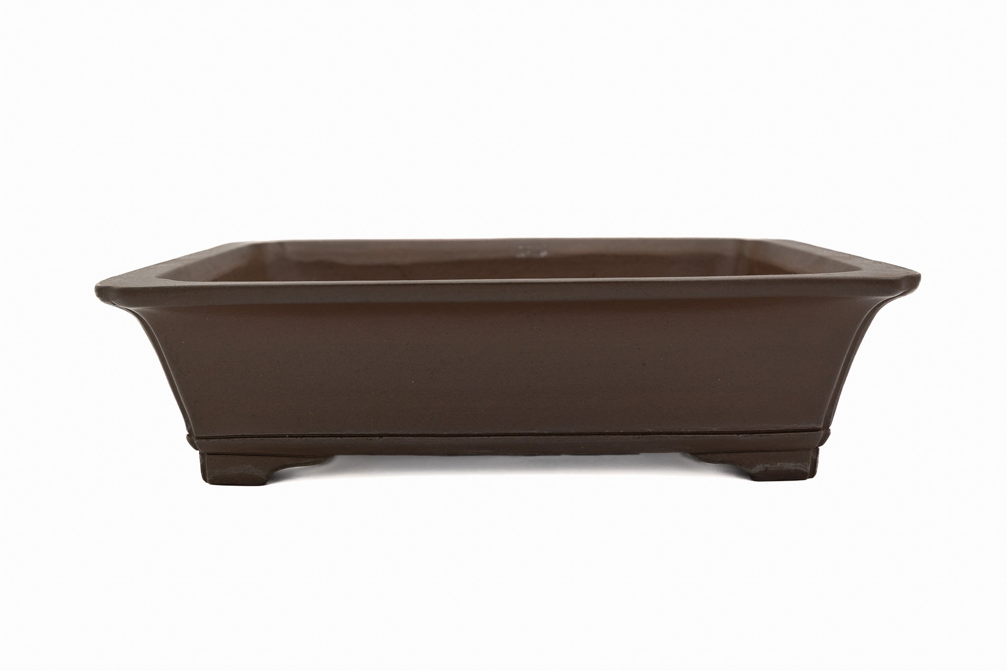 Grand pot rectangulaire pour bonsaï – émaillé, bord plat, bordure inférieure décorative