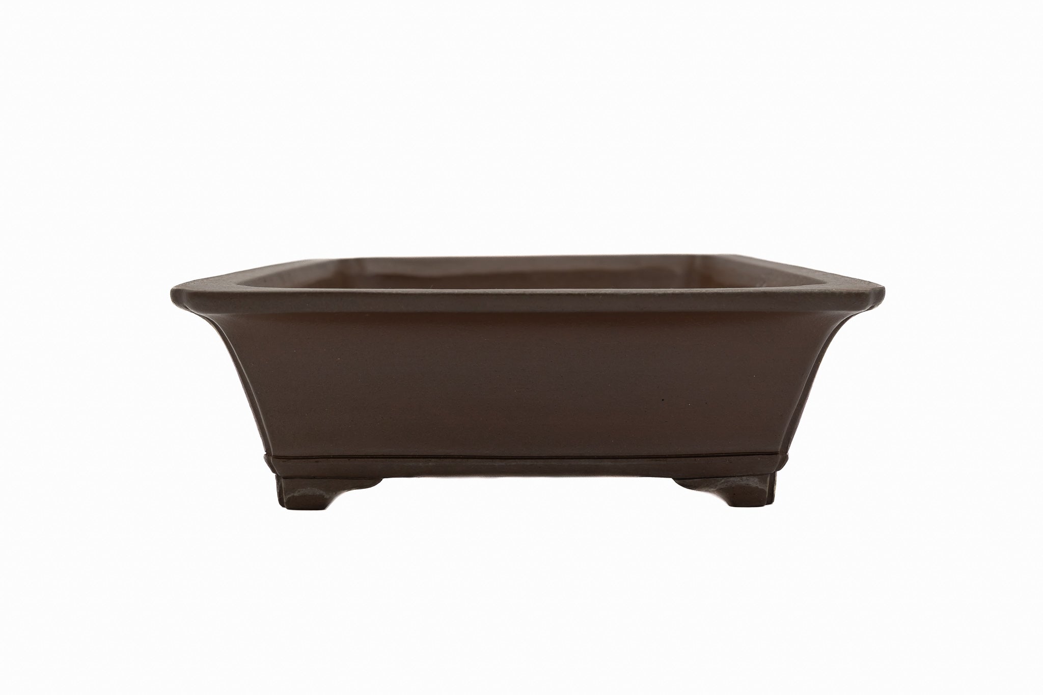Grand pot rectangulaire pour bonsaï – émaillé, bord plat, bordure inférieure décorative
